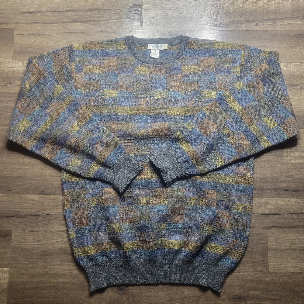 Vintage H. Stockton Atlanta Multicolored Pure Marino Wool Size Medium